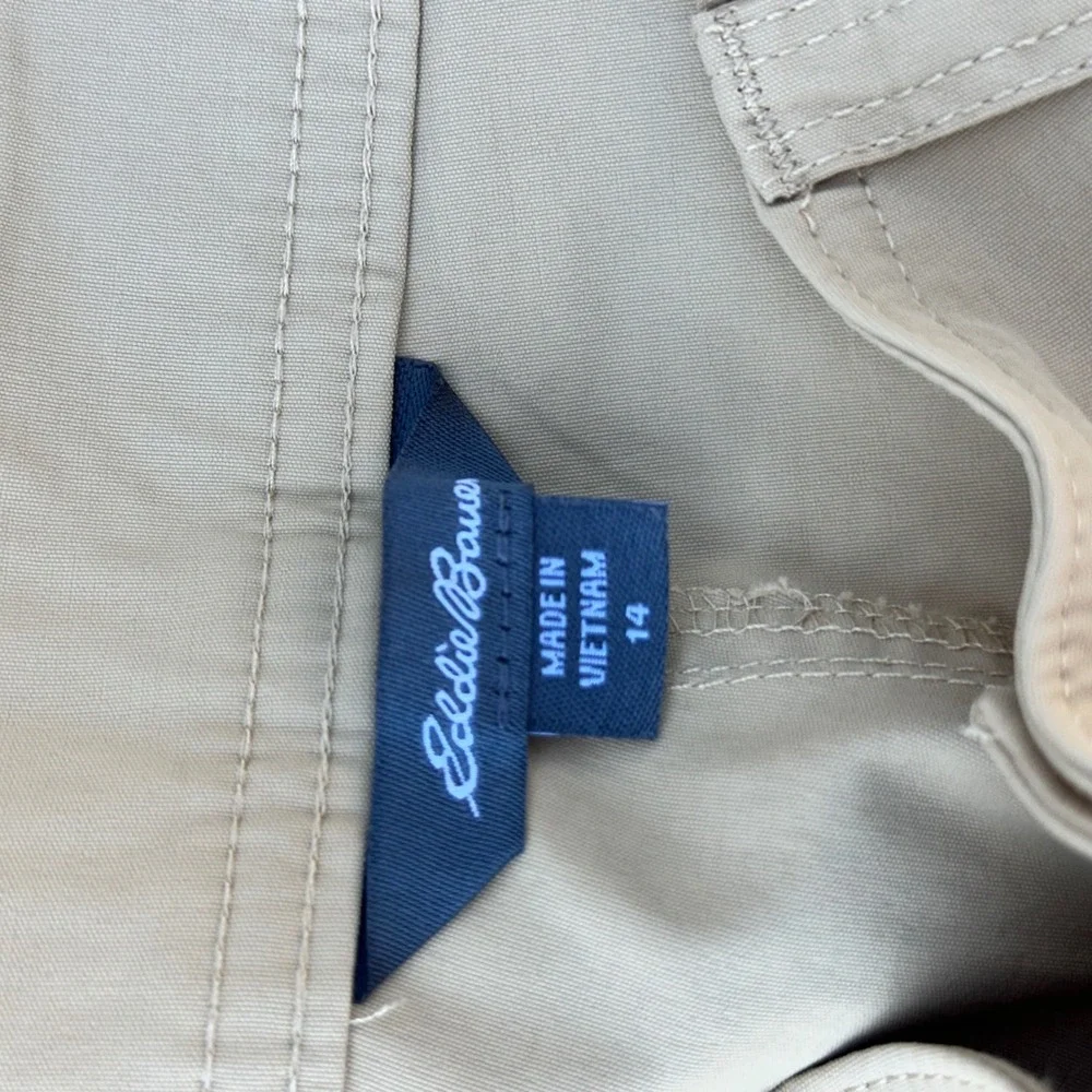 Eddie Bauer Cargo Shorts Women Size 14 Tan Hiking Utility Excellent‎ Breathable